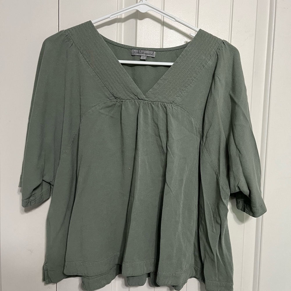Cropped Blouse with V-Neck